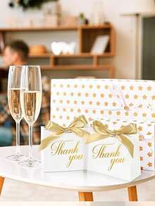 10 piezas/20 piezas Bolsa de regalo con lazo y cinta de agradecimiento, Pequeña caja de regalo de agradecimiento, Bolsa de regalo de fiesta blanca y rosa, Adecuada para ducha nupcial, cumpleaños, embalaje de regalo de boda, fiesta y festival - Multicolor - Ver 8