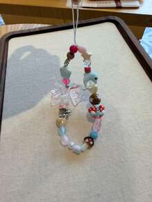 Shockproof Multi-Element Crystal Bow Phone Lanyard Handmade Beaded Phone Case Strap Anti-Lost Charm Phone Case Hanging Cord Spring Gift - Multicolor - View 3