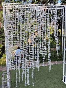 Juego de 10 piezas/50 piezas de corona de flores con flores de concha de perla blancas de 2 pulgadas, decoración transparente natural, corona de flores desmontable y ensamblada para decoración de fondo de boda, decoración de fondo para fiesta - Multicolor - Ver 4