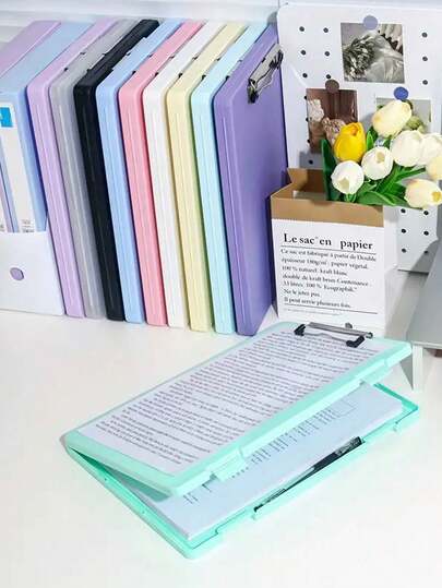 1pc A4 File Folder Storage Box, Student Exam Paper Organizer, High Capacity Information Book Holder, Suitable For Office And Student File Storage, Multi-Purpose, Easy To Store