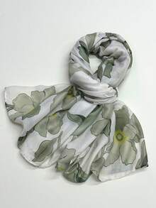 新款波西米亚印花围巾，轻盈透气流苏披肩，优雅女士防晒沙滩旅行围巾 - 薄荷綠 - 查看 4