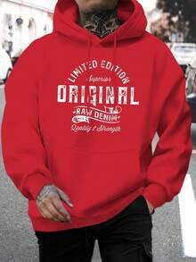 Beautiful Premium Men's Unisex Casual Printed Sweatshirt, New Limited Edition, Fashionable Hoodie With Drawstring, Autumn/Winter Top, Comfortable And Versatile Long-Sleeved Hoodie, Ling Moyun Selection - 紅色 - 查看 2