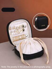 Custom Name Travel Jewelry Box, Personalized PU Leather Mini Jewelry Organizer, Portable Earring/Ring Storage Case, 1PC - Multicolor - View 10