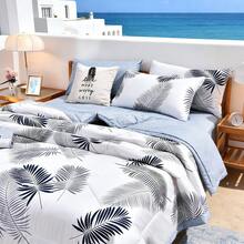 1pc Skin-Friendly Plaid + Floral Quilted Wide-Edge Summer Quilt, Soft & Fine, Moisture-Wicking & Breathable, Minimalist & Fashionable Air Conditioning Quilt - Like Water - View 7