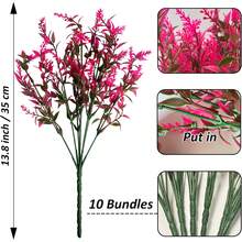 3/12 piezas Flores artificiales, regalo del Día de San Valentín y Año Nuevo, decoración de flores realistas para exteriores, resistentes a los rayos UV y sin decoloración, plantas de plástico falsas, decoración de jardín, porche, alféizar de ventana, decoración interior, decoración del hogar, cumpleaños y graduación - Rosa Fucsia - Ver 3