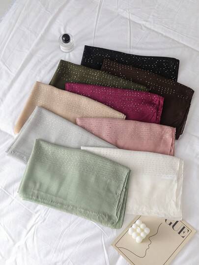 1pc Spring/Summer Solid Color Glitter Detached Scarf Women's Personalized Versatile Headscarf Daily Travel Seaside Sunscreen Shawl And Festival Gifts
