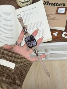 1条表带，朋克风真皮表带，带扣，适用于38mm、40mm、41mm、42mm、44mm、45mm、46mm、49mm的Ultra 10/9/8/7/6/5/4/3/2/1 SE系列手表，女士款 - 溝 - 查看 6