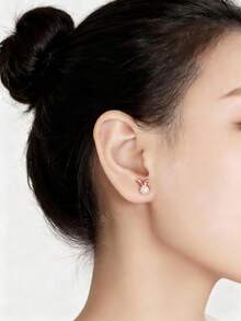 Khuyên tai đính ngọc trai giả hình tai thỏ dễ thương, lý tưởng làm quà tặng tốt nghiệp và lễ Phục sinh cho các cô gái tuổi teen. - Hoa hồng vàng - Xem 2