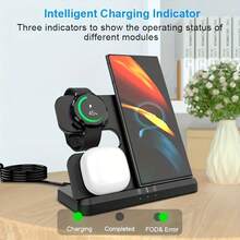 无线充电站，适用于 Ultra/S24/S23/Z Fold 手机和手表，支持快速充电，兼容三星 Watch 8/7/6/5 和 Buds 3/2/Pro - 黑色 - 查看 3