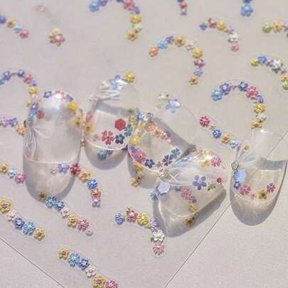 1pc New Daisy Flower Nail Art Decal Sticker, Floral Petal Nail Salon Rhinestone Decor, Spring Limited Edition Nail Stickers