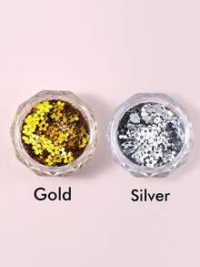 1/2颗金色和银色花朵造型亮片，配金属钢珠，3D闪亮美甲饰品，闪亮美甲装饰配件，适用于亚克力指甲、凝胶指甲、美甲DIY、美甲沙龙和家庭使用，易于粘贴，持久闪亮，完美适用于日常佩戴、派对、婚礼、节日和特殊场合，是初学者和专业美甲师的理想美甲用品。 - 彩色 - 查看 3