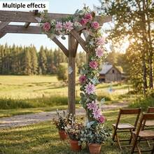 1/2pcs Purple Artificial Rose Vine 70.86 Inch Spring Hanging Floral Garland, Green Eucalyptus Plant Wreath With Butterflies, Suitable For Wedding Party Arch Backdrop, Garden Porch Wall Staircase Fireplace Dining Table Home Decor, Mother's Day Gift - Laser Butterfly Vine - Rose Purple - View 11