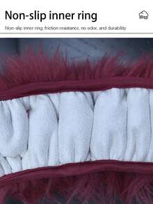 1pc New Faux Wool Plush Steering Wheel Cover, Handbrake & Gear Shift Sleeve Set For Car - Multicolor - View 3