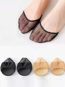 4 Pairs Forefoot Pads Half Toe Socks, Women Invisible Sandal Socks Non-Slip Thin Lace Socks - Multicolor - View 4