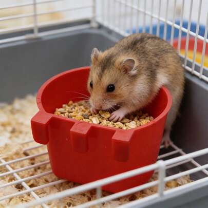 2个仓鼠喂食碗，小型宠物食品容器，鹦鹉笼悬挂式食碗，红色