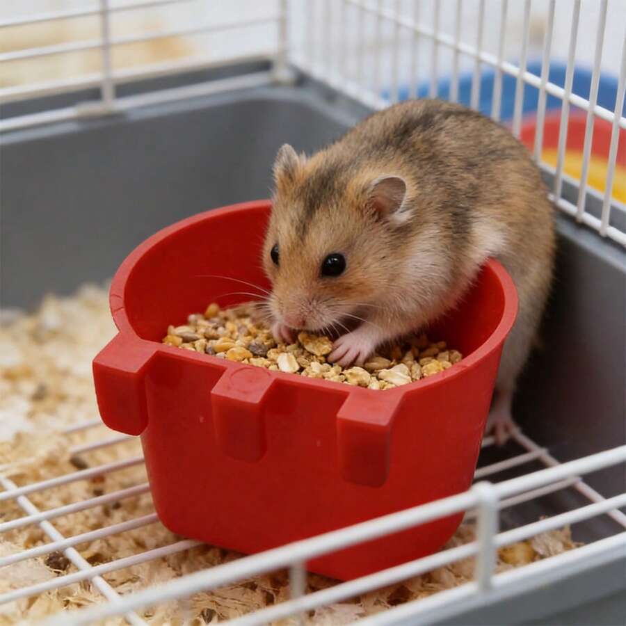 2个仓鼠喂食碗，小型宠物食品容器，鹦鹉笼悬挂式食碗，红色