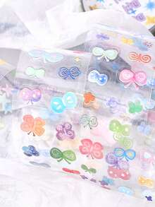 1 Roll Of Die-Cut PET Tape, Korean Style Hand-Painted Scrapbooking DIY Decor, Colorful Confetti Series, Suitable For Gifts, Office, Home, Marking, Labeling, Classroom, Entertainment Toys, Student Planner Creative Retro Decoration Stickers - Multicolor - View 5