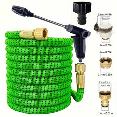 Bộ 1 ống dẫn nước tưới vườn có thể giãn nở, kèm 1 vòi phun, đầu nối bằng đồng thau tiêu chuẩn Mỹ 3/4", đầu nối bằng đồng thau tiêu chuẩn Châu Âu 4/6", thích hợp cho việc rửa xe tại nhà và tưới cây - Đầu nối nhanh siêu linh hoạt, chống xoắn, chịu được áp lực cao.