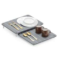 SpaceAid - Juego de 2 alfombrillas para secar platos de piedra para mostrador de cocina estante expandible y absorbente bandeja de secado rápido para platos de tierra de diatomeas placa absorbente - Gris - Ver 8