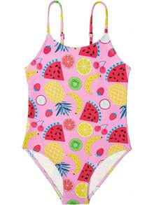 Girls Bathing Suit Size 2-10 Years - Cute Toddler Swimsuit Girl Adjustable One Piece Swimwear For Summer Beach Wear - 色彩繽紛的水果 - 查看 11