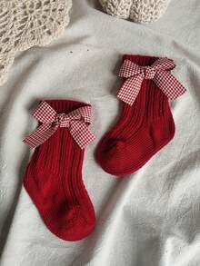 1 par de calcetines con volantes y flores para niñas, calcetines suaves de estilo princesa para bebés e infantes - Multicolor - Ver 4