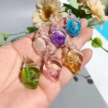 10个夜光大珍珠贝壳吊坠，房间装饰，钥匙扣挂件，清新海洋风格，渐变珍珠纹理，3D贝壳设计，高亮度夜光粉，持久发光，创意挂饰，背包/钥匙扣/汽车装饰 - 彩色 - 查看 4