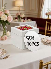 5pcs/Set Cake Boxes With Cake Stands, 2 Packs Disposable Cake Boxes, Cake Carriers, White Bakery Boxes With Window For Cookies, Pies, Cupcakes, Pastries (3 Sizes: 8 Inch, 10 Inch, 12 Inch) - View 19