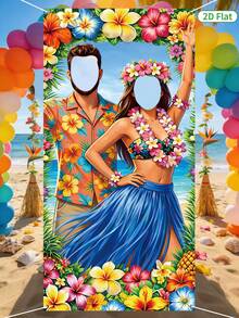 1件夏威夷 Luau 派對情侶拍照道具，含挖空臉部設計，夏威夷拍照橫幅，夏季海灘派對聚會背景布，夏威夷情侶相框，夏威夷熱帶派對裝飾，夏季海灘派對背景裝飾，Aloha 派對用品，火烈鳥派對裝飾，夏季裝飾，假期派對用品，夏季派對小禮物 - 夏威夷 - 查看 6