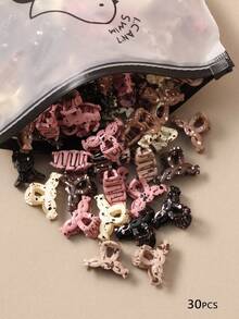 10/20/30pcs Retro Splatter Twist Small Hair Claw Clips, Cute Minimalist Hair Claw Bangs Clamp For Women - Multicolor - View 8