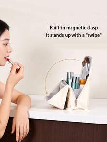 Large-Capacity Upright Makeup Bag With A Detachable Mirror. Suitable For Storing Toiletries And Cosmetics. A Multi-Functional Portable Travel Bag, It Can Also Hold Makeup Tools, Hair Tools, And Nail Polish. It Can Be Placed On A Luggage Rack. - Multicolor - View 7