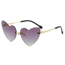 1 par de gafas sin marco con forma de corazón y cristales de strass para niños, gafas de alta gama personalizadas y lindas de moda para pasarela - Multicolor - Ver 4