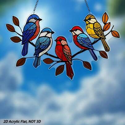 2D打印北美流行鸟形阳光捕捉器（1件），花园阳光捕捉器，彩色艺术窗饰，节日装饰，室内，门廊，卧室，房间装饰，墙面艺术，花园