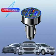 1pc LED Voltage Display Car Charger - 95W Super Fast Charging 6-Port (2 PD/4 USB/2 Type-C) Adapter, Travel Car Accessory, Compatible With Apple, Android Devices & Pro - A - View 5