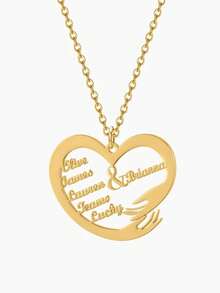 Personalized 2-6 Names Heart Necklace, Mother Heart Necklace, Custom Family Necklace, Mother's Day Gift, Gift For Mom/Grandma - Multicolor - View 2