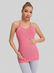 MathCat Maternity Yoga Tank Top, Moisture-Wicking Quick-Dry Sport Top, Maternity Fitness Top With Nursing Design, Suitable For Prenatal Training, Postpartum Recovery, And Low-Impact Exercise. - Pink - View 4