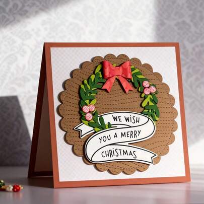 Kreativa rosettkransstansar, DIY scrapbookingalbum och präglingsschabloner, verktyg för att göra gratulationskort, kortpappersklippning, mallar för att göra presentkort.