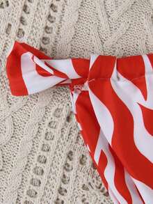 New Women's Red & White Zebra Print Casual Sexy Backless Tie-Up Beach Party Date Club Stage Performance Bikini Set, Spring/Summer - Nhiều màu - Xem 5