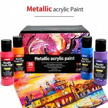 24-Color Metallic Acrylic Paint, 60ml Large-Capacity Liquid Acrylic Paint, Art-Grade Paint With Vibrant Colors And Good Fluidity, Metallic Iridescent Art Painting Tools For DIY Crafts. - Liquid Pigments - View 9