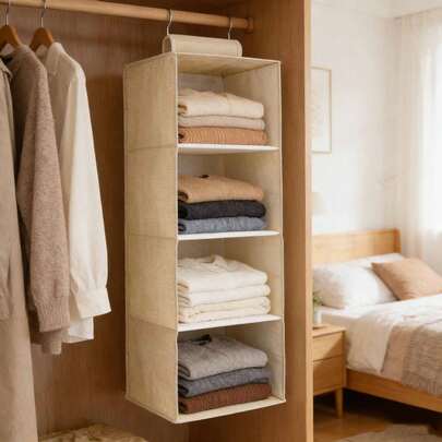 Wardrobe Storage Hanging Bag, Multi-Layer Vertical Organizer Bag, Drawer-Style Storage For Underwear, Socks, Clothes, Household Multi-Function Wardrobe Hanging Storage Bag, Fabric Clothes & Miscellaneous Multi-Layer Storage Hanging Bag, Dorm Bedroom Wardrobe Storage Hanging Bag, Multi-Drawer Underwear & Clothing Organizer, Wardrobe Tidy Storage Solution, Thick Wardrobe Hanging Storage Bag