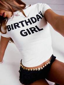 MU .. .SER .. .. A Women T-Shirts Birthday Girl Graphic Tee Slogan Fitted Cute Top Vacation Festival Occasion Holiday Airport Party - trắng - Xem 1