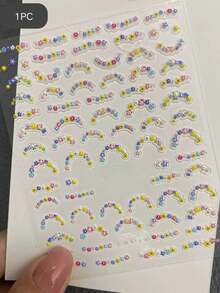 1pc New Daisy Flower Nail Art Decal Sticker, Floral Petal Nail Salon Rhinestone Decor, Spring Limited Edition Nail Stickers - Multicolor - View 4