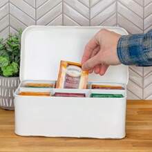 AuldHome Farmhouse - Caja para bolsas de té estilo retro vintage - Blanco - Ver 2