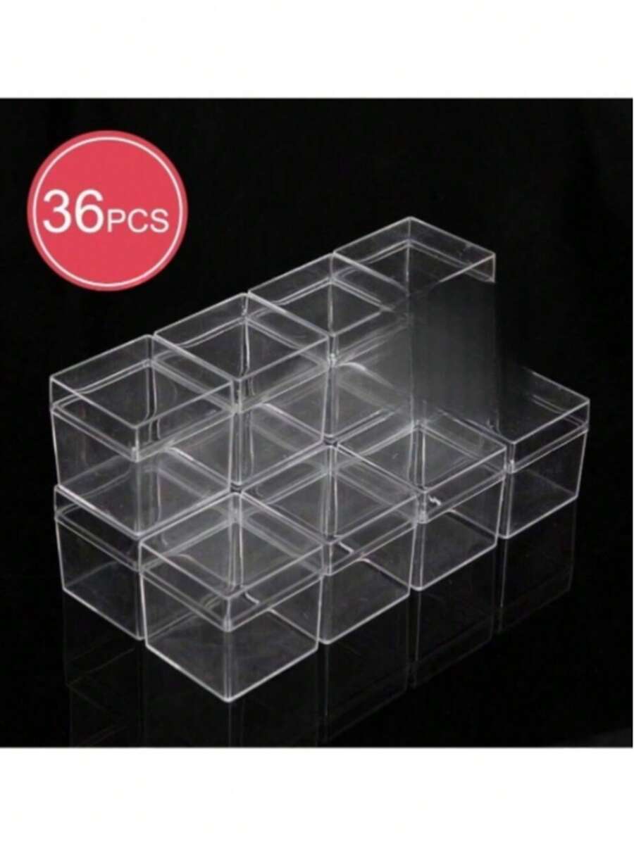 Transparent PS Plastic Square Storage Box, Jewelry Gift Packaging Box, Holiday Candy Packaging - Clear - View 1