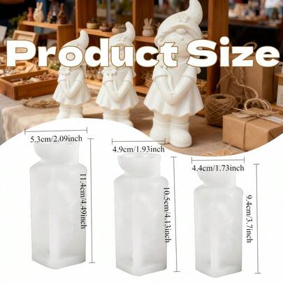 3件套树脂硅胶模具 - CRERATOR 仙女女孩套装（小号/中号/大号），易于脱模，用途广泛，可重复使用 | 蜡烛制作模具，DIY环氧树脂和粘土石膏工艺品，适用于奇幻装饰、节日礼物 | 树脂工艺爱好者和魔法手工艺者的理想之选