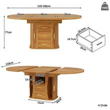 Extendable Dining Table, Kitchen Table, Round Table That Converts To Oval, 118-158 Cm, Seats Up To 6, Three Storage Levels, Walnut - Walnut Color + Medium Density Fiberboard - View 7