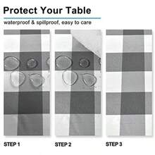 Hiasan - Mantel rectangular a cuadros resistente a las manchas impermeable y resistente a las arrugas lavable para comedor 70 x 140 pulgadas patrón de cuadros gris y blanco - Gris y blanco - Ver 3