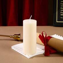 1pc Ribbed Pillar Candle - 2pcs 6-Inch Ribbed Candles, Soy Wax Scented Candles, Suitable For Weddings, Bedrooms, Birthdays, Valentine's Day And Other Occasions - White - View 14