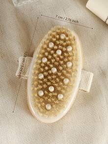 1pc Soft Bristle Massage Wooden Bath Brush, Oval Shaped With Massage Beads, Exfoliating Cleansing Bath Brush For Home, Hotel, Spa Use, 12.8CM - 1PC Natural Wood Color - View 12