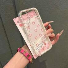 1个粉色爱心可爱图案高端透明全包覆TPU时尚手机保护壳，兼容苹果17、11、12、13、14、15、16、17 Pro Max - 彩色 - 查看 6