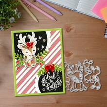Creative Deer Dies, DIY Scrapbooking Album And Embossing Stencil, Greeting Card Making Tool, Card Paper Cutting Crafts ,Gift Card Making Template Die Cuts. - Silver - View 3